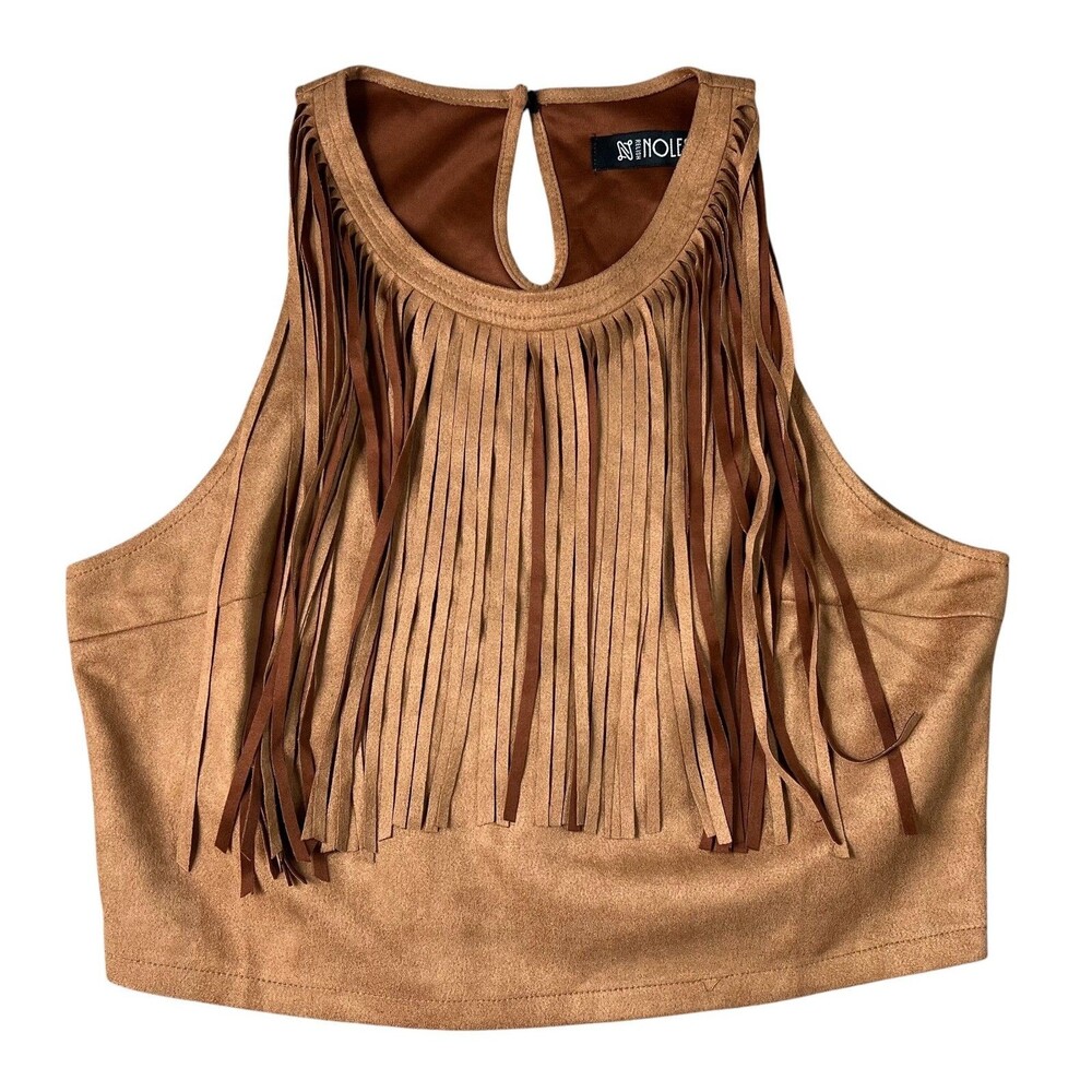 Women's Faux Suede Boho Fringed Top  Size M  Cowgirl Western Native American
